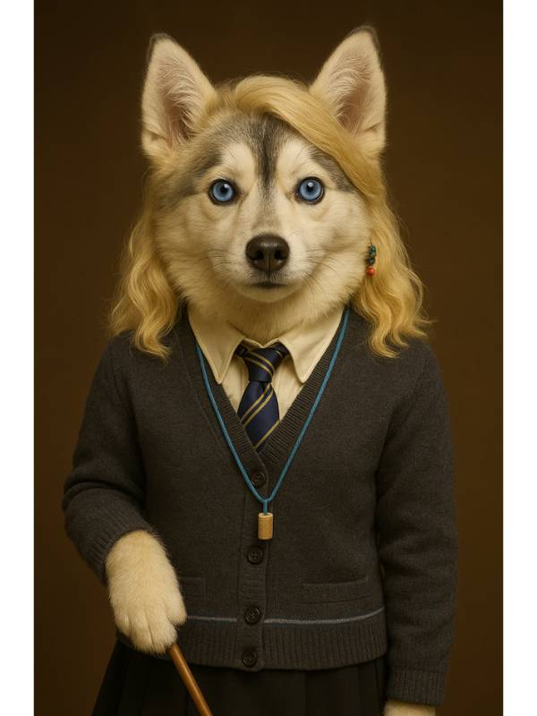 AI image of Luna Lovegood as a Pomsky