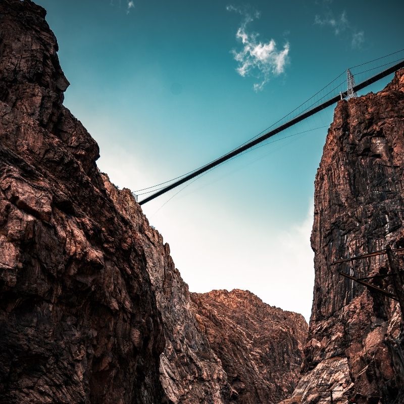 Below view of the Royal Gorge Bridge in Colorado