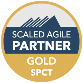 Scaled Agile Gold SPCT Badge SAFe is a registered trademark of Scaled Agile Inc