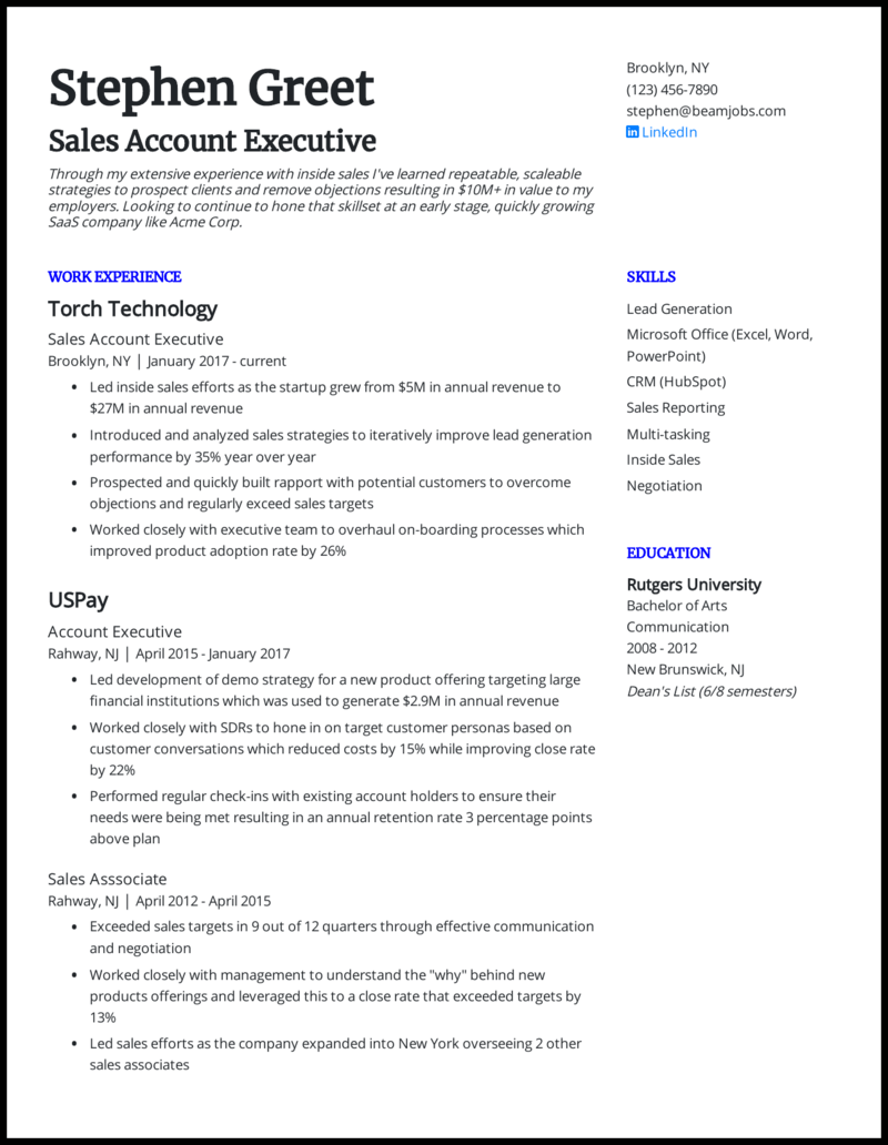 3 Account Executive Resume Examples For 2021