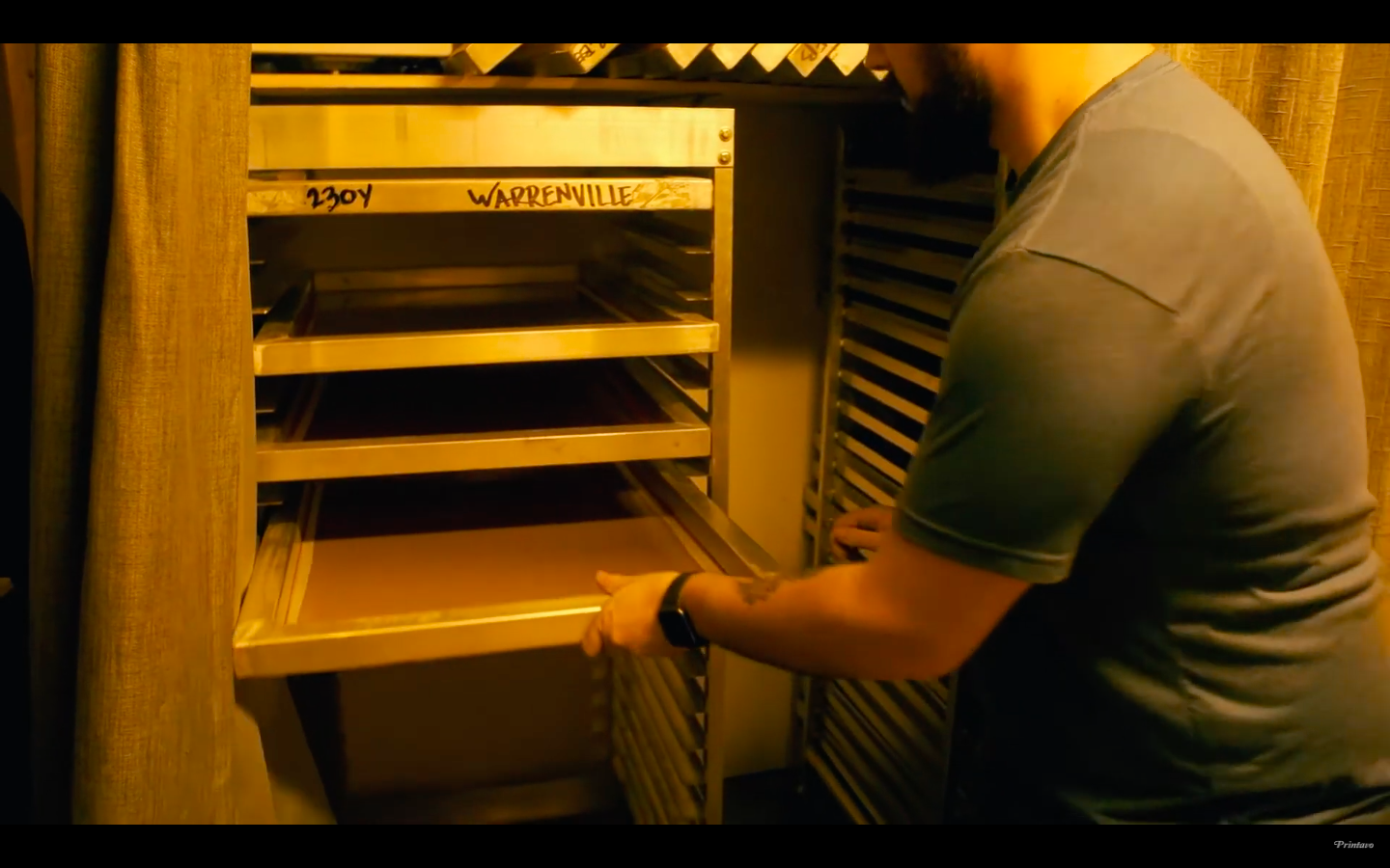 A drying rack for screen printing.