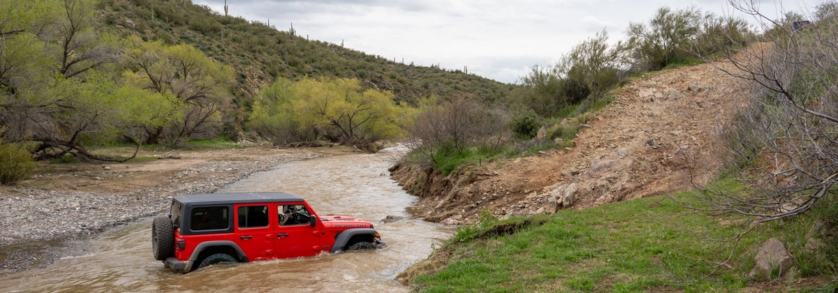 Wrangler in a Water Crossing on Turkey Creek Trail Cleator