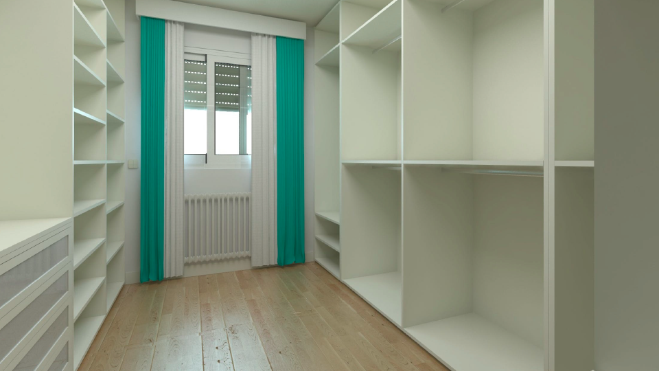 Empty walk-in closet with window