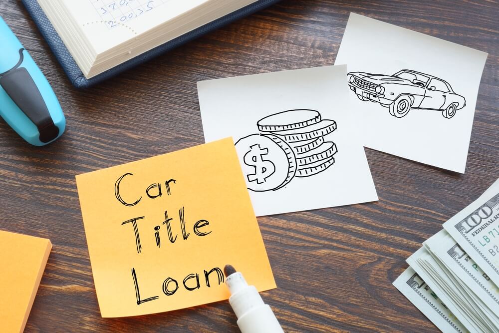 sticky notes with Tennessee car title loans and car