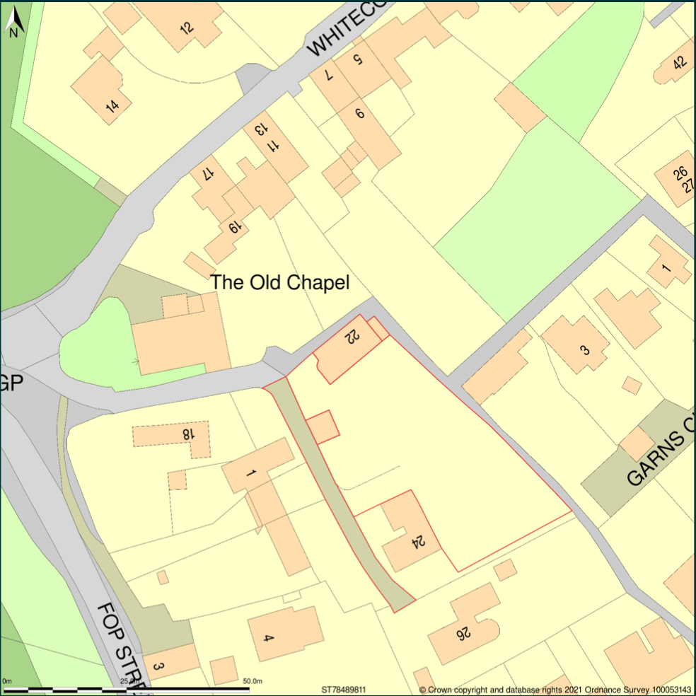 OS MasterMap® sample with red outlined boundary