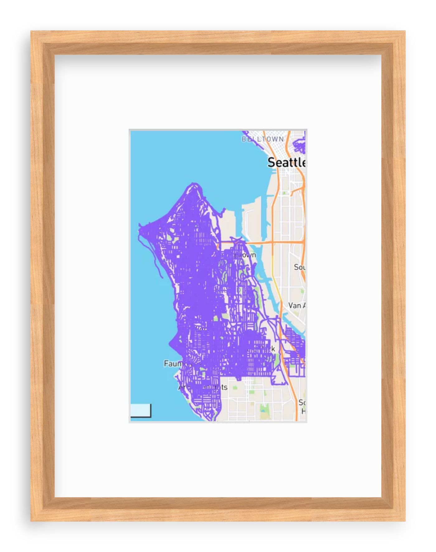 framed photo of running map