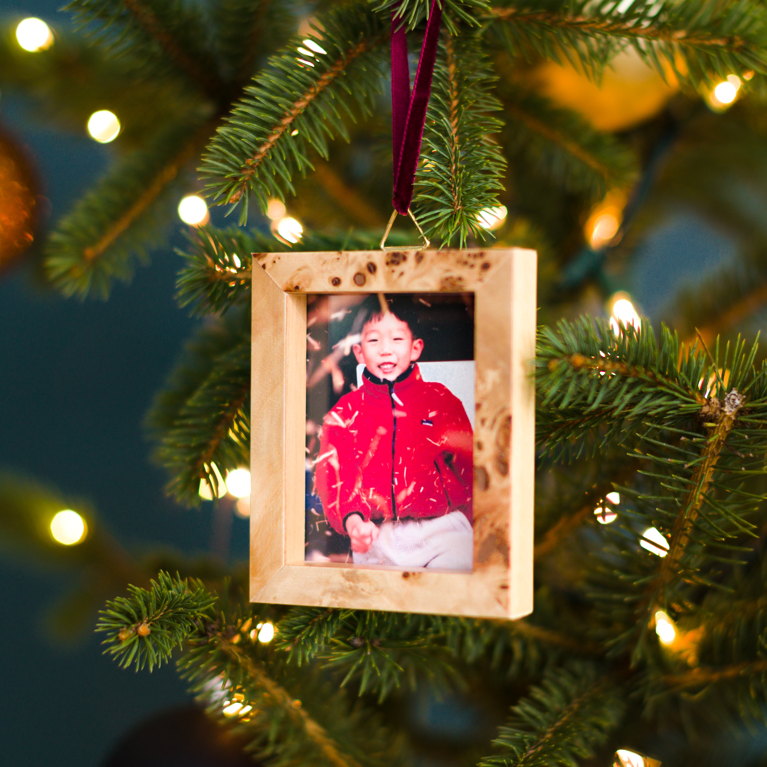 ornament frame on christmas tree