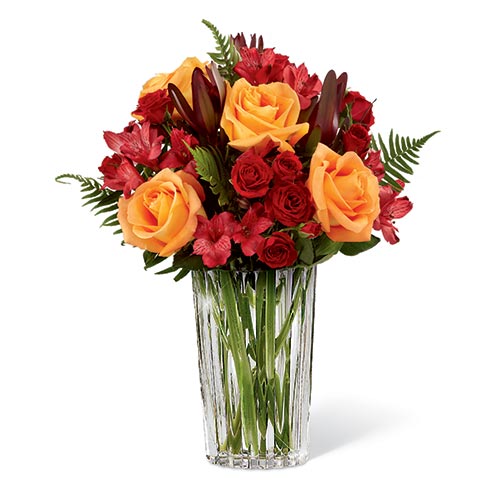 Best selling Thanksgiving flowers orange rose red alstroemeria bouquet