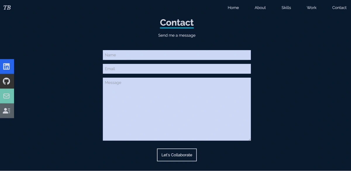 React portfolio contact section