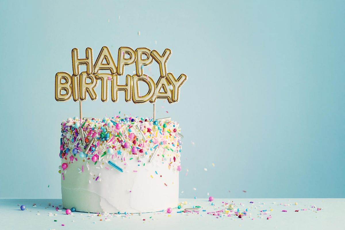 birthday cake with "happy birthday" written on it