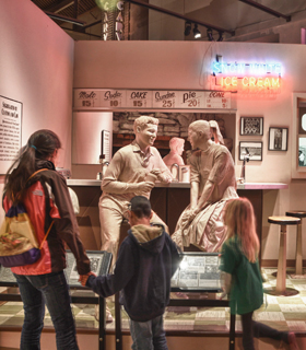 People looking at statues at Birmingham Civil Rights Institute