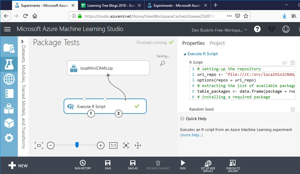 Loading New R Packages into AzureML