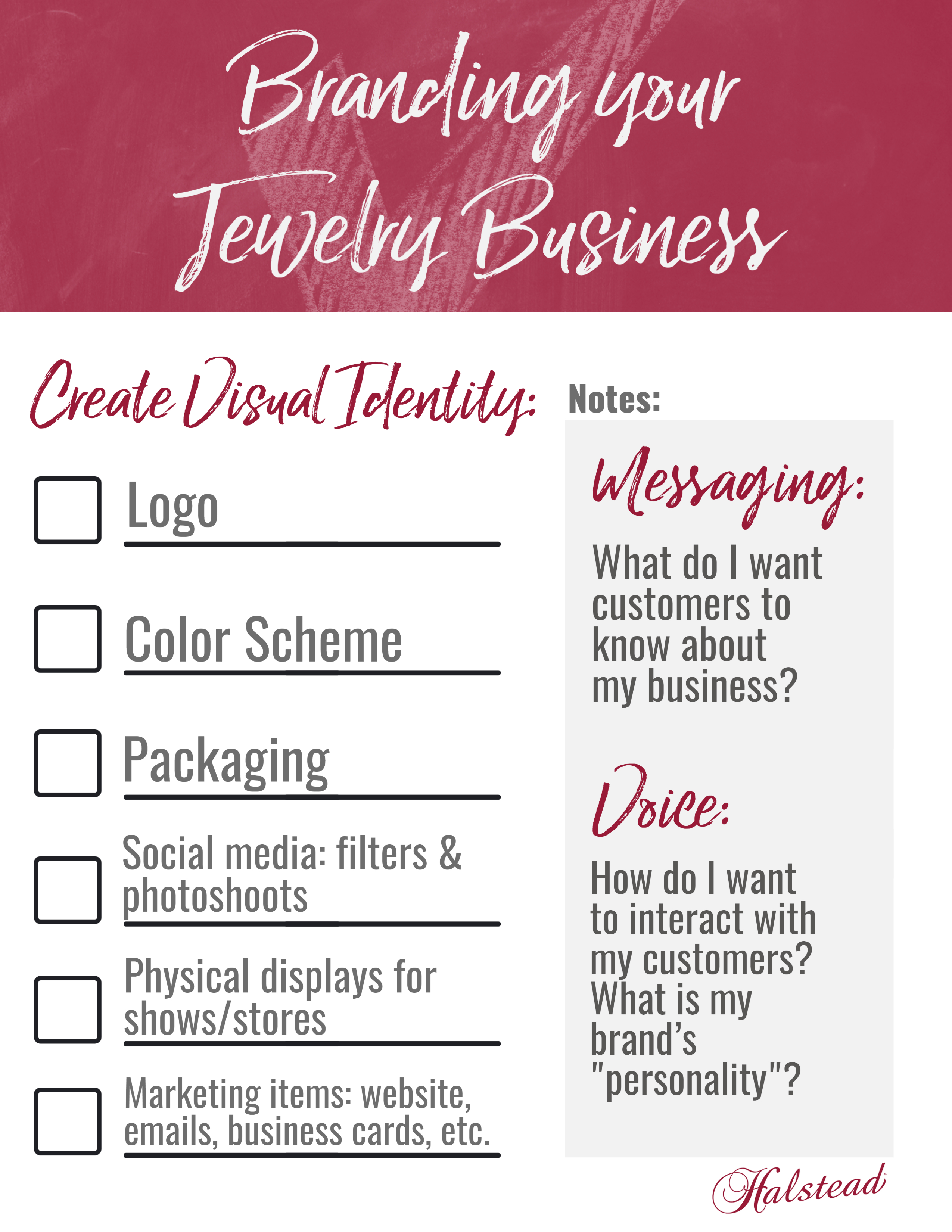 Branding your jewelry business checklist