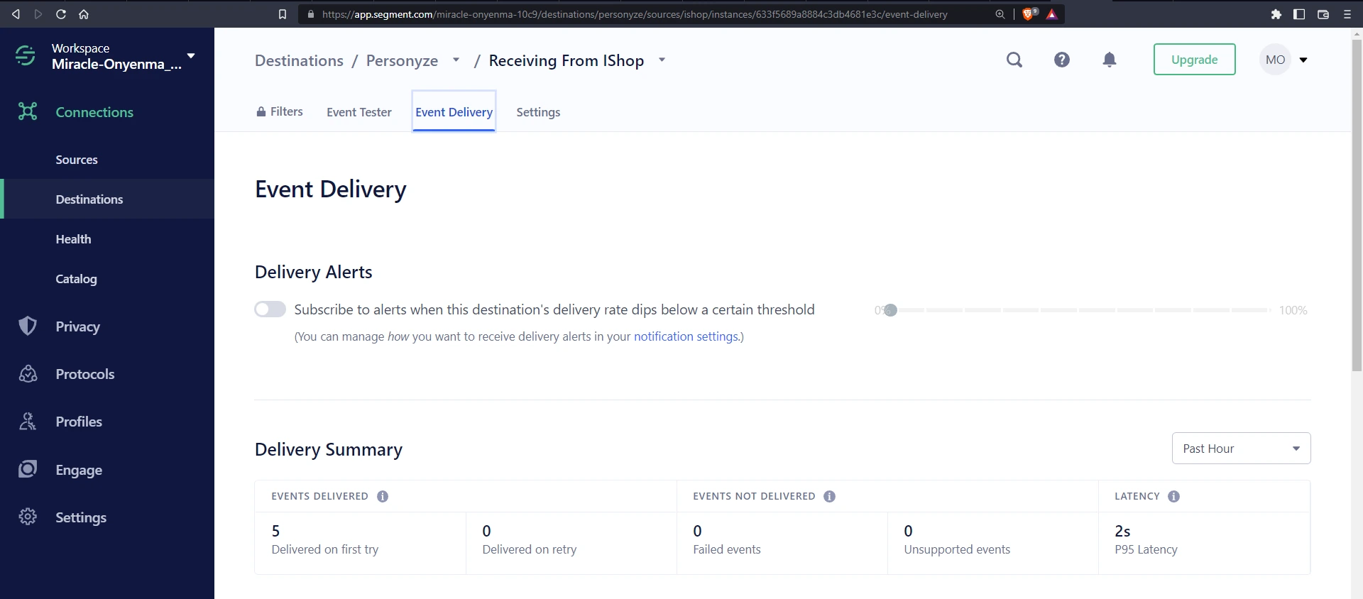 Segment event delivery