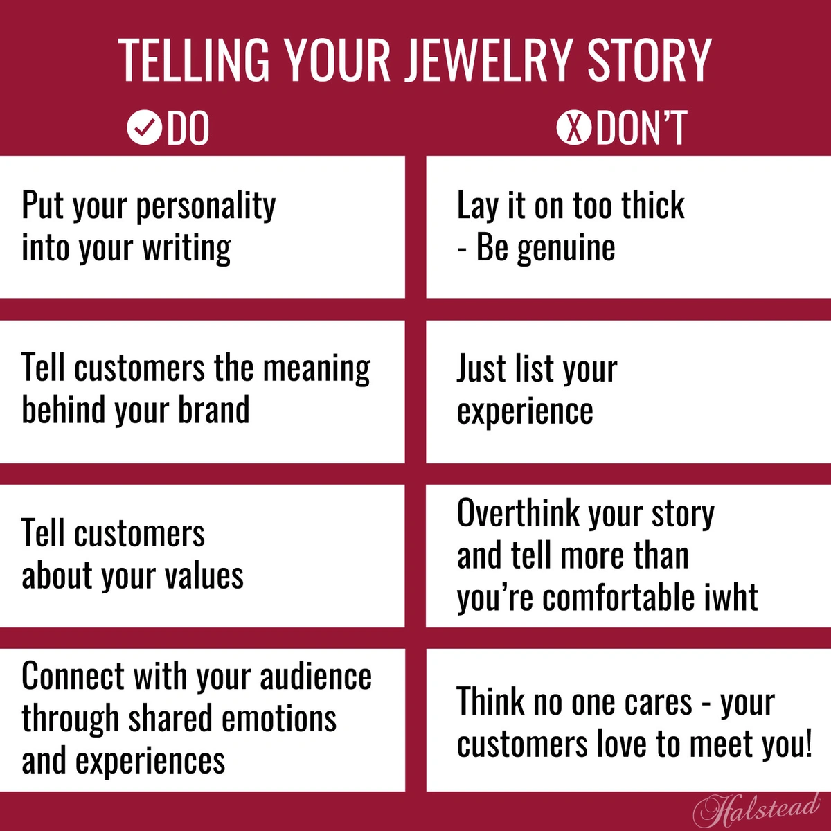Telling your jewelry story - Do's and Don'ts