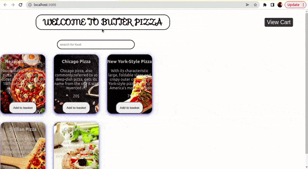 A short gif of what the final rendered food ordering app should look like. 
