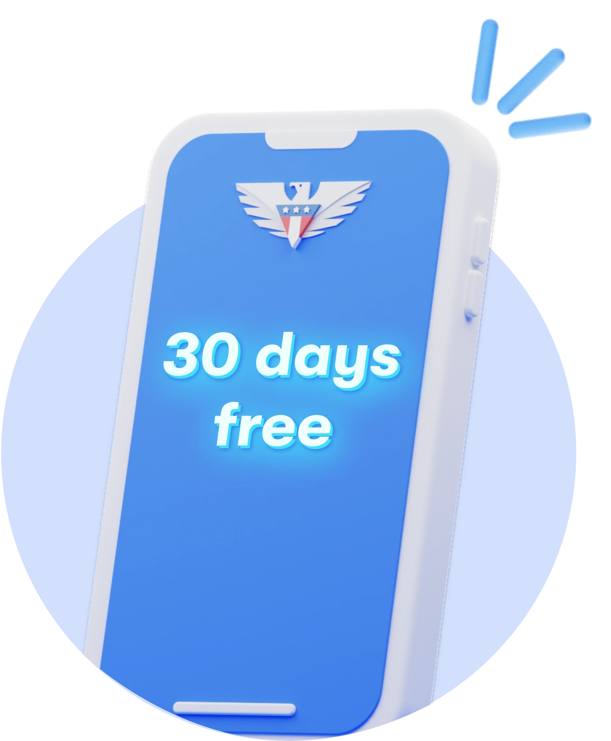 Illustration of phone with US Mobile logo displaying the words 30 days free